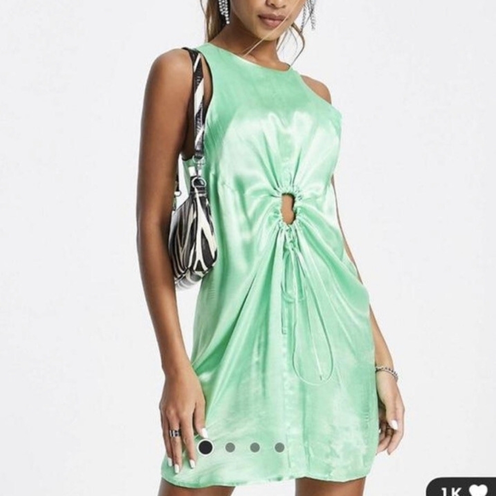 Topshop New Asymmetrical Green Dress Women Size US.10